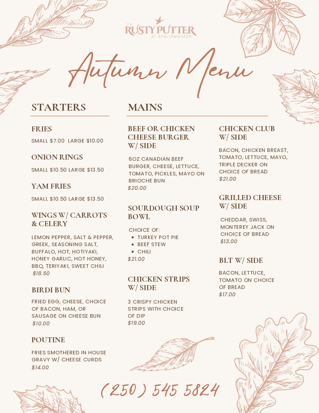 2026 Autumn Menu